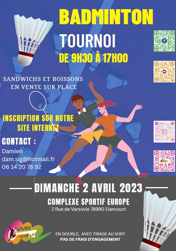affiche tournoi de Badminton 2023